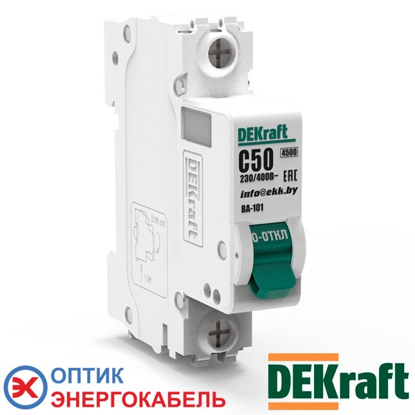 Автоматический выключатель DEKraft ВА-101 C 1P 50A 11059DEK