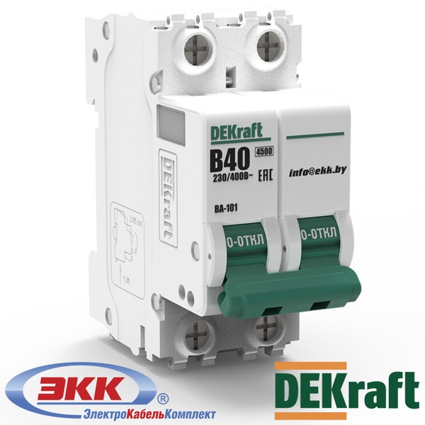 Автоматический выключатель DEKraft ВА-101 B 2P 40A 11022DEK
