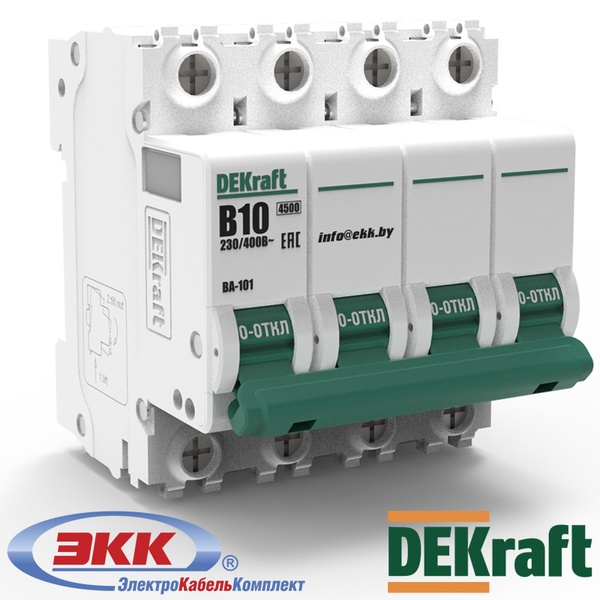 Автоматический выключатель DEKraft ВА-101 B 4P 10A 11041DEK
