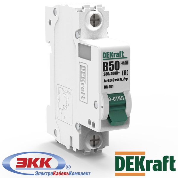 Автоматический выключатель DEKraft ВА-101 B 1P 50A 11011DEK