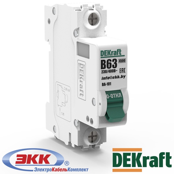 Автоматический выключатель DEKraft ВА-101 B 1P 63A 11012DEK