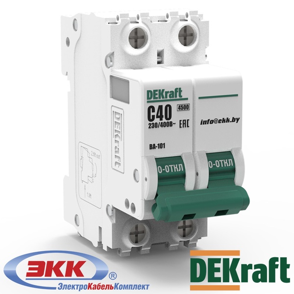 Автоматический выключатель DEKraft ВА-101 C 2P 40A 11070DEK