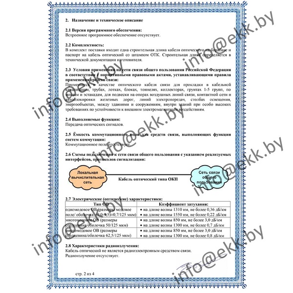 Сертификат соответствия ОКПнг(A)-HF-0,22-8П 8 кН Сарансккабель-Оптика страница 2