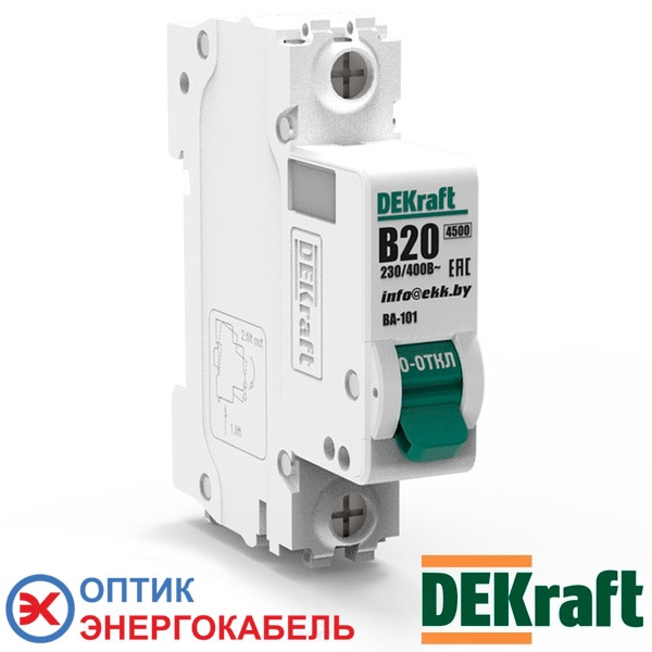 Автоматический выключатель DEKraft ВА-101 B 1P 20A 11007DEK