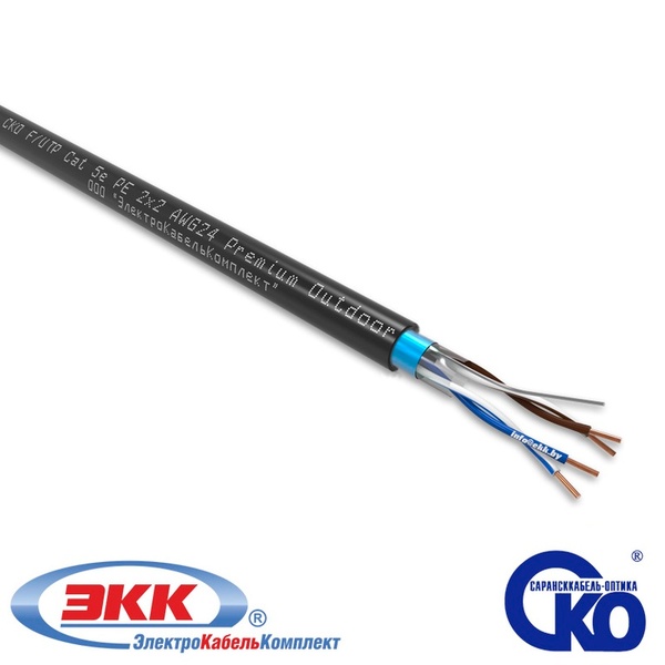 Наружняя экранированная витая пара F/UTP Cat 5e PE 2x2 AWG24 Premium Outdoor