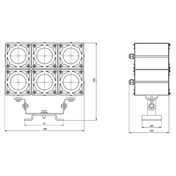 Светодиодный прожектор DS-LFL-150-6x12 (3x2)
