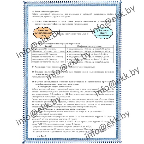 Сертификат соответствия ОКБ-24 (G.652.D)-T 7 kH Сарансккабель-Оптика страница 2
