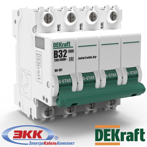 Автоматический выключатель DEKraft ВА-101 B 4P 32A 11045DEK