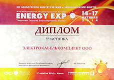 Диплом участника Energy Expo 2014