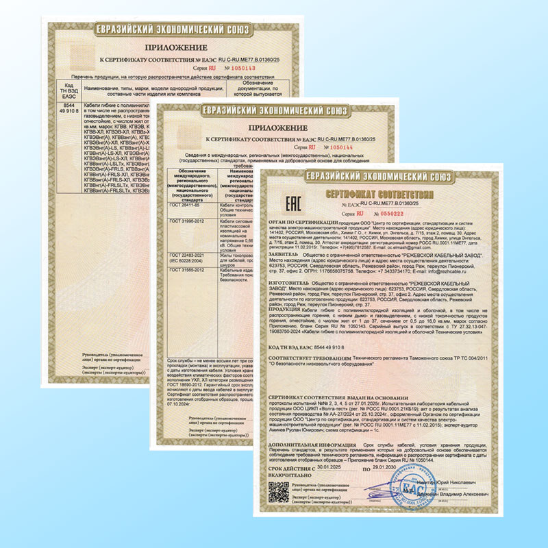 Режкабель обновил сертификат на кабели управления